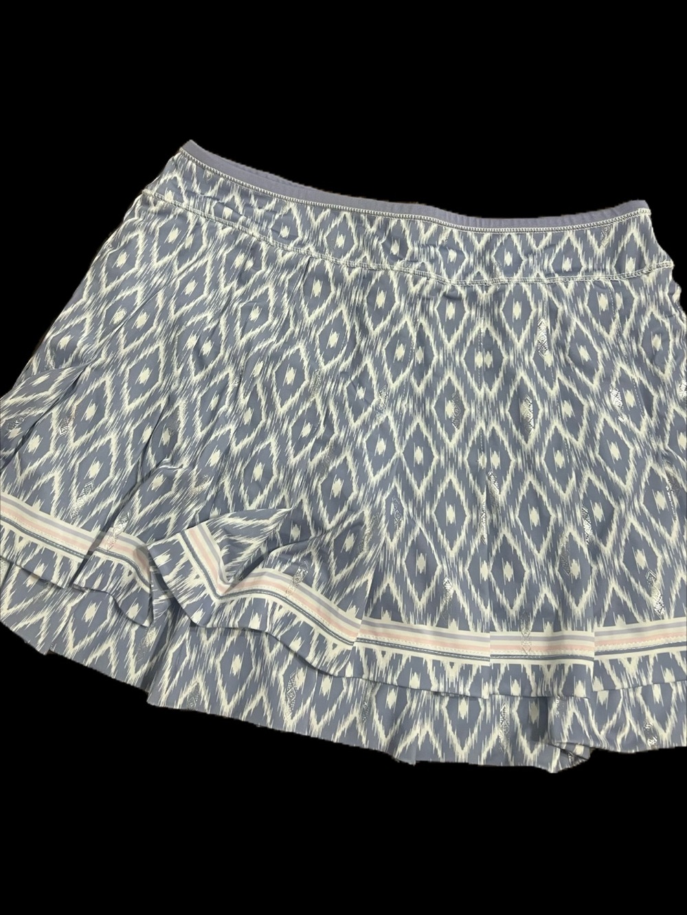 Lucky in Love Blue Ikat Print Ruffle Skirt tennis sz 8 women’s